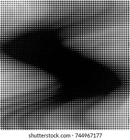 Abstract grunge grid polka dot halftone background pattern. Spotted black and white vector line illustration