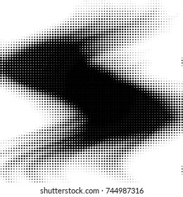 Abstract grunge grid polka dot halftone background pattern. Spotted black and white vector line illustration