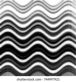 Abstract grunge grid polka dot halftone background pattern. Spotted black and white vector line illustration