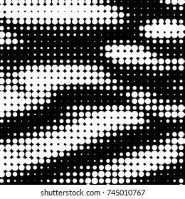 Abstract grunge grid polka dot halftone background pattern. Spotted black and white vector line illustration