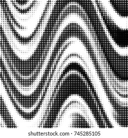 Abstract grunge grid polka dot halftone background pattern. Spotted black and white vector line illustration