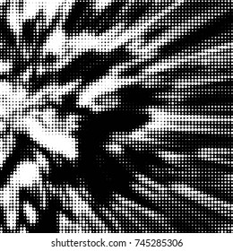 Abstract grunge grid polka dot halftone background pattern. Spotted black and white vector line illustration