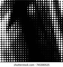 Abstract grunge grid polka dot halftone background pattern. Spotted black and white vector line illustration