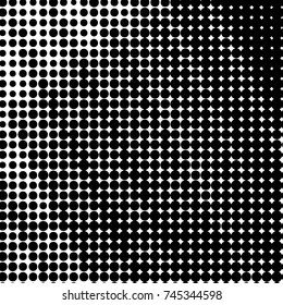 Abstract grunge grid polka dot halftone background pattern. Spotted black and white vector line illustration