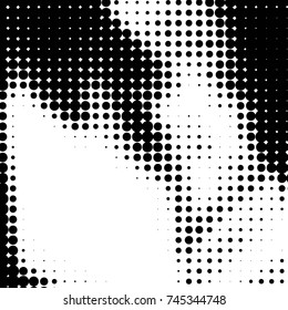 Abstract grunge grid polka dot halftone background pattern. Spotted black and white vector line illustration