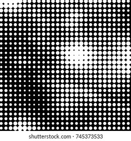 Abstract grunge grid polka dot halftone background pattern. Spotted black and white vector line illustration