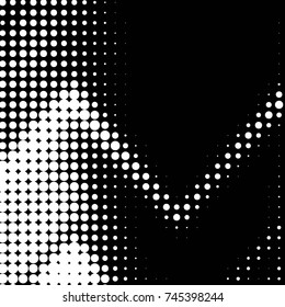 Abstract grunge grid polka dot halftone background pattern. Spotted black and white vector line illustration