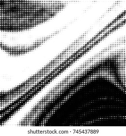 Abstract grunge grid polka dot halftone background pattern. Spotted black and white vector line illustration