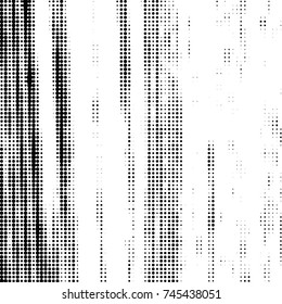 Abstract grunge grid polka dot halftone background pattern. Spotted black and white vector line illustration