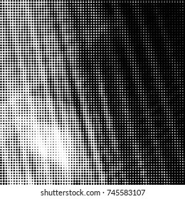 Abstract grunge grid polka dot halftone background pattern. Spotted black and white vector line illustration