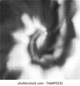 Abstract grunge grid polka dot halftone background pattern. Spotted black and white vector line illustration
