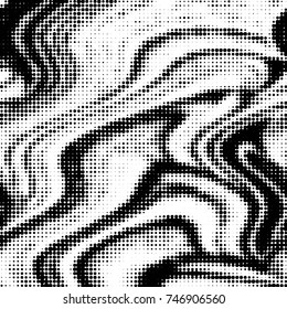 Abstract grunge grid polka dot halftone background pattern. Spotted black and white vector line illustration