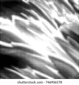 Abstract grunge grid polka dot halftone background pattern. Spotted black and white vector line illustration