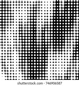 Abstract grunge grid polka dot halftone background pattern. Spotted black and white vector line illustration