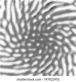 Abstract grunge grid polka dot halftone background pattern. Spotted black and white vector line illustration