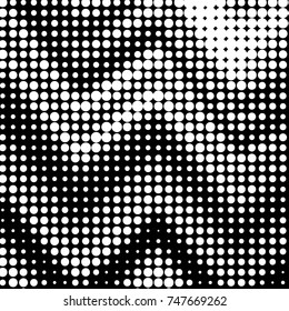 Abstract grunge grid polka dot halftone background pattern. Spotted black and white vector line illustration