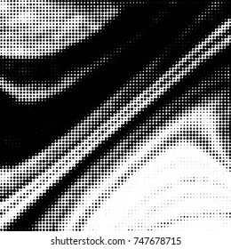 Abstract grunge grid polka dot halftone background pattern. Spotted black and white vector line illustration