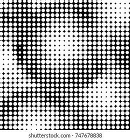 Abstract grunge grid polka dot halftone background pattern. Spotted black and white vector line illustration