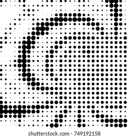 Abstract grunge grid polka dot halftone background pattern. Spotted black and white vector line illustration