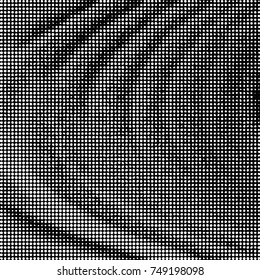 Abstract grunge grid polka dot halftone background pattern. Spotted black and white vector line illustration