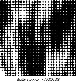 Abstract grunge grid polka dot halftone background pattern. Spotted black and white vector line illustration