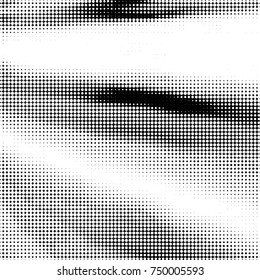 Abstract grunge grid polka dot halftone background pattern. Spotted black and white vector line illustration