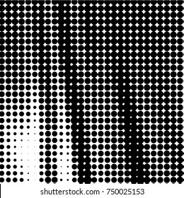 Abstract grunge grid polka dot halftone background pattern. Spotted black and white vector line illustration