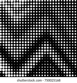 Abstract grunge grid polka dot halftone background pattern. Spotted black and white vector line illustration