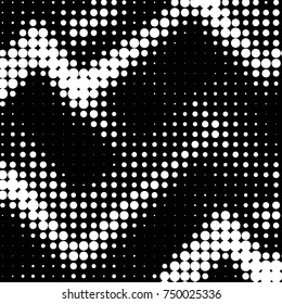 Abstract grunge grid polka dot halftone background pattern. Spotted black and white vector line illustration