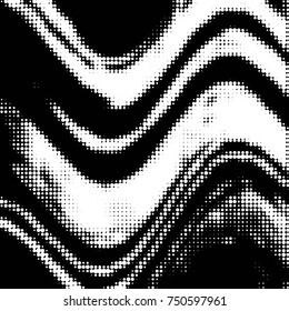 Abstract grunge grid polka dot halftone background pattern. Spotted black and white vector line illustration