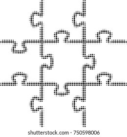 Abstract grunge grid polka dot halftone background pattern. Spotted black and white vector line illustration