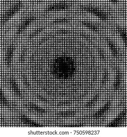 Abstract grunge grid polka dot halftone background pattern. Spotted black and white vector line illustration