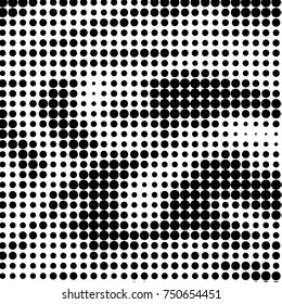 Abstract grunge grid polka dot halftone background pattern. Spotted black and white vector line illustration