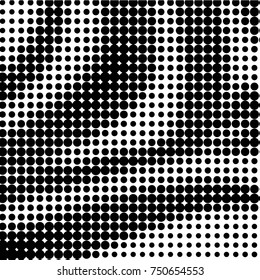 Abstract grunge grid polka dot halftone background pattern. Spotted black and white vector line illustration