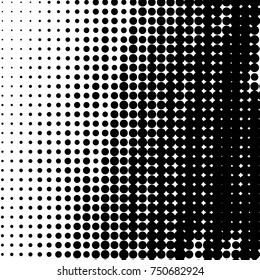 Abstract grunge grid polka dot halftone background pattern. Spotted black and white vector line illustration