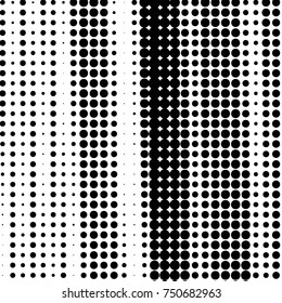 Abstract grunge grid polka dot halftone background pattern. Spotted black and white vector line illustration