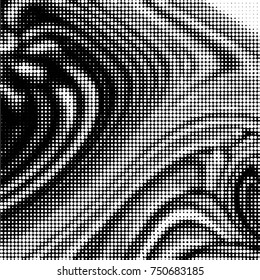 Abstract grunge grid polka dot halftone background pattern. Spotted black and white vector line illustration