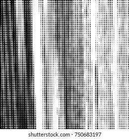 Abstract grunge grid polka dot halftone background pattern. Spotted black and white vector line illustration