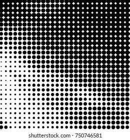 Abstract grunge grid polka dot halftone background pattern. Spotted black and white vector line illustration