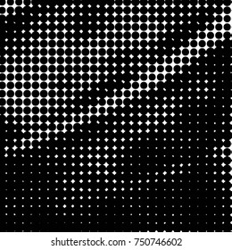 Abstract grunge grid polka dot halftone background pattern. Spotted black and white vector line illustration