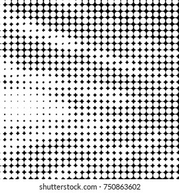 Abstract grunge grid polka dot halftone background pattern. Spotted black and white vector line illustration