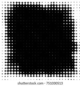 Abstract grunge grid polka dot halftone background pattern. Spotted black and white vector line illustration
