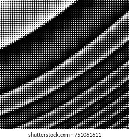 Abstract grunge grid polka dot halftone background pattern. Spotted black and white vector line illustration