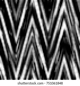 Abstract grunge grid polka dot halftone background pattern. Spotted black and white vector line illustration