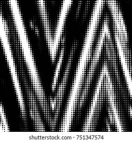 Abstract grunge grid polka dot halftone background pattern. Spotted black and white vector line illustration