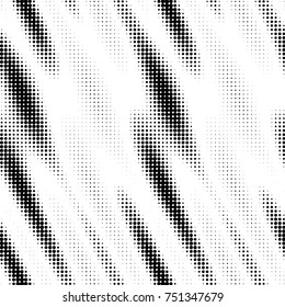 Abstract grunge grid polka dot halftone background pattern. Spotted black and white vector line illustration