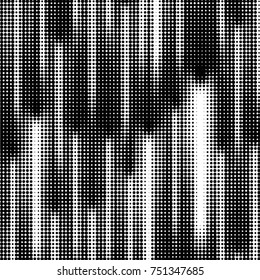 Abstract grunge grid polka dot halftone background pattern. Spotted black and white vector line illustration