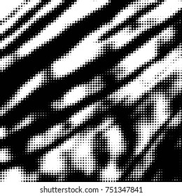 Abstract grunge grid polka dot halftone background pattern. Spotted black and white vector line illustration