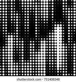 Abstract grunge grid polka dot halftone background pattern. Spotted black and white vector line illustration