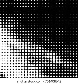 Abstract grunge grid polka dot halftone background pattern. Spotted black and white vector line illustration